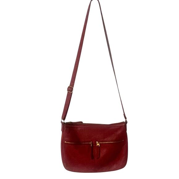 Fossil Erin Crossbody Bag Womens Red Pebbled Leather Top Zip Handbag Purse - Picture 4 of 12